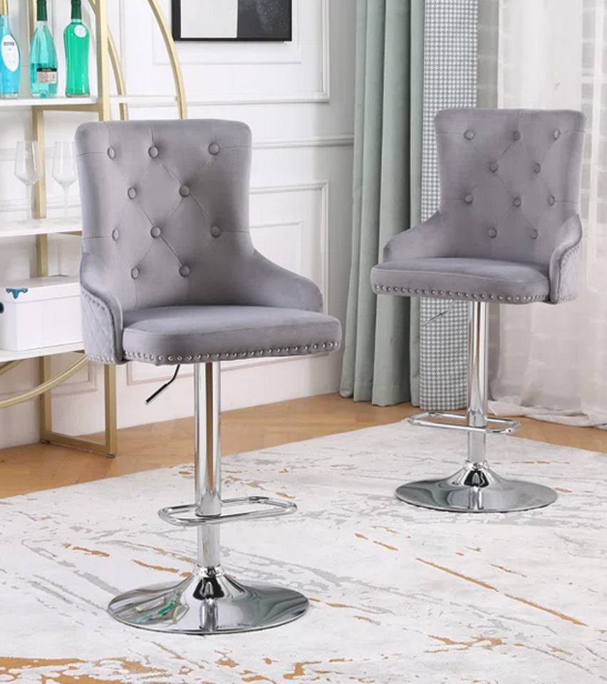 CHARLES (ZB-7136) GREY/SILVER BARSTOOL